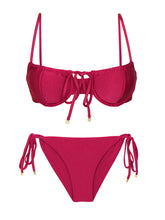 Charger l'image dans la galerie, Product Front: Rio De Sol Ensemble Set Shimmer-Desejo Balconet-Tie Cheeky-Tie-Gold