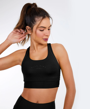 Charger l'image dans la galerie, Model Front: Alto Giro Fitness Haut Top Hyper Nadador Com Frisos Preto