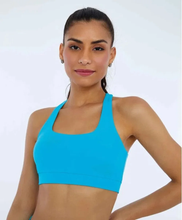 Charger l'image dans la galerie, Model Front: Alto Giro Fitness Haut Top Hyper Costas Cruzadas Azul Scuba