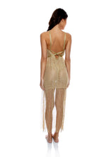 Charger l'image dans la galerie, Model Back: Luli Fama Vêtement De Plage Cross Halter Long Fringe Dress Gold Rush