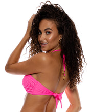 Charger l'image dans la galerie, Model Back: Luli Fama Haut Top Drawstring Diamond Girl Shocking Pink

