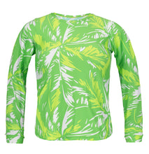 Charger l'image dans la galerie, Product Front: Rio De Sol Haut Top Green-Palms Rash-Guard
