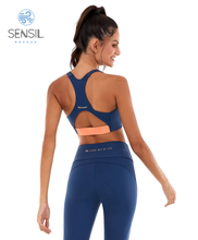 Charger l&#39;image dans la galerie, Model Back: Alto Giro Fitness Haut Top Bodytex Ii Abertura Com Ziper Azul Ocean
