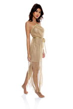 Charger l&#39;image dans la galerie, Cross Halter Long Fringe Dress Gold Rush
