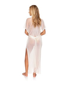 Fringe Long Caftan Off White