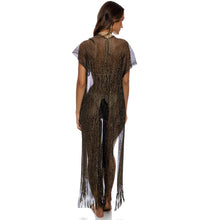 Charger l&#39;image dans la galerie, Gallery: Luli Fama Vêtement De Plage Long Caftan Siren Dream Black Gold
