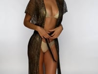 Charger et lire la vidéo dans la visionneuse de la Galerie, Video: Luli Fama Vêtement De Plage Long Caftan Siren Dream Black Gold
