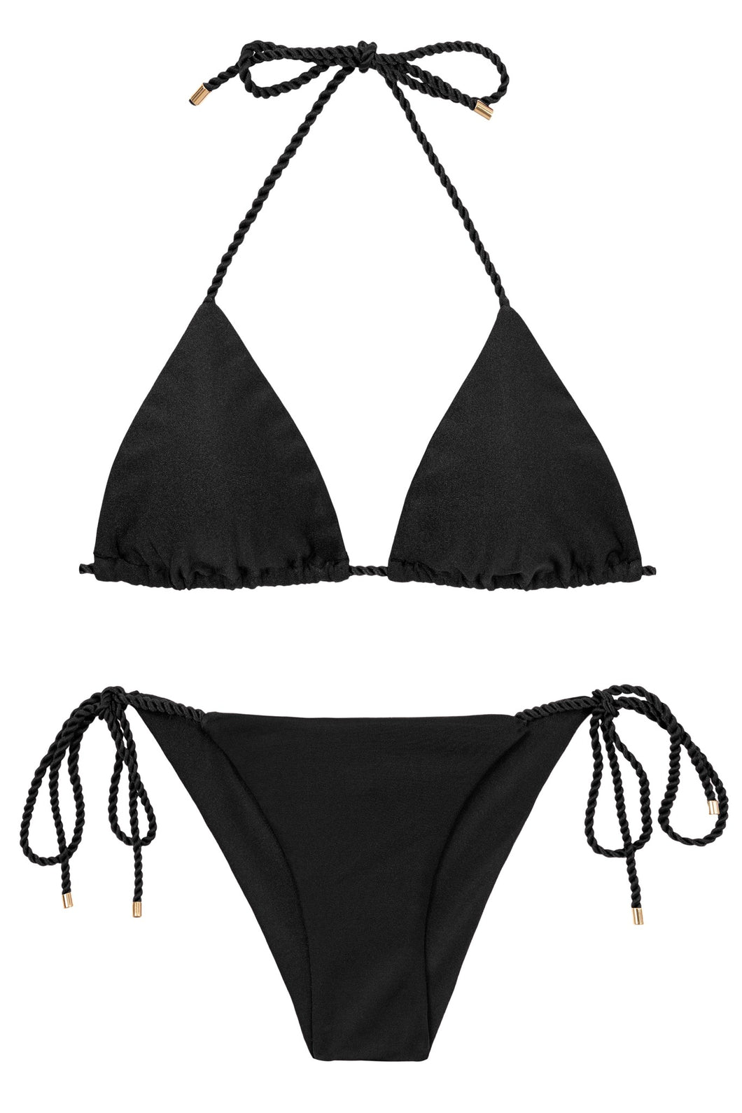 Product Front: Rio De Sol Ensemble Set Shimmer-Black Tri-Rope Cheeky-Rope