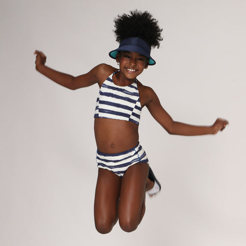 Model Front: Uv Line Deux Pièces Fille Bikini Set Listras Upf50+