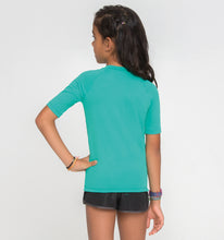 Charger l&#39;image dans la galerie, Model Back: Uv Line T-Shirt Kids Fpu50+ Uvpro Short Sleeve T-Shirt Mint Green Uv
