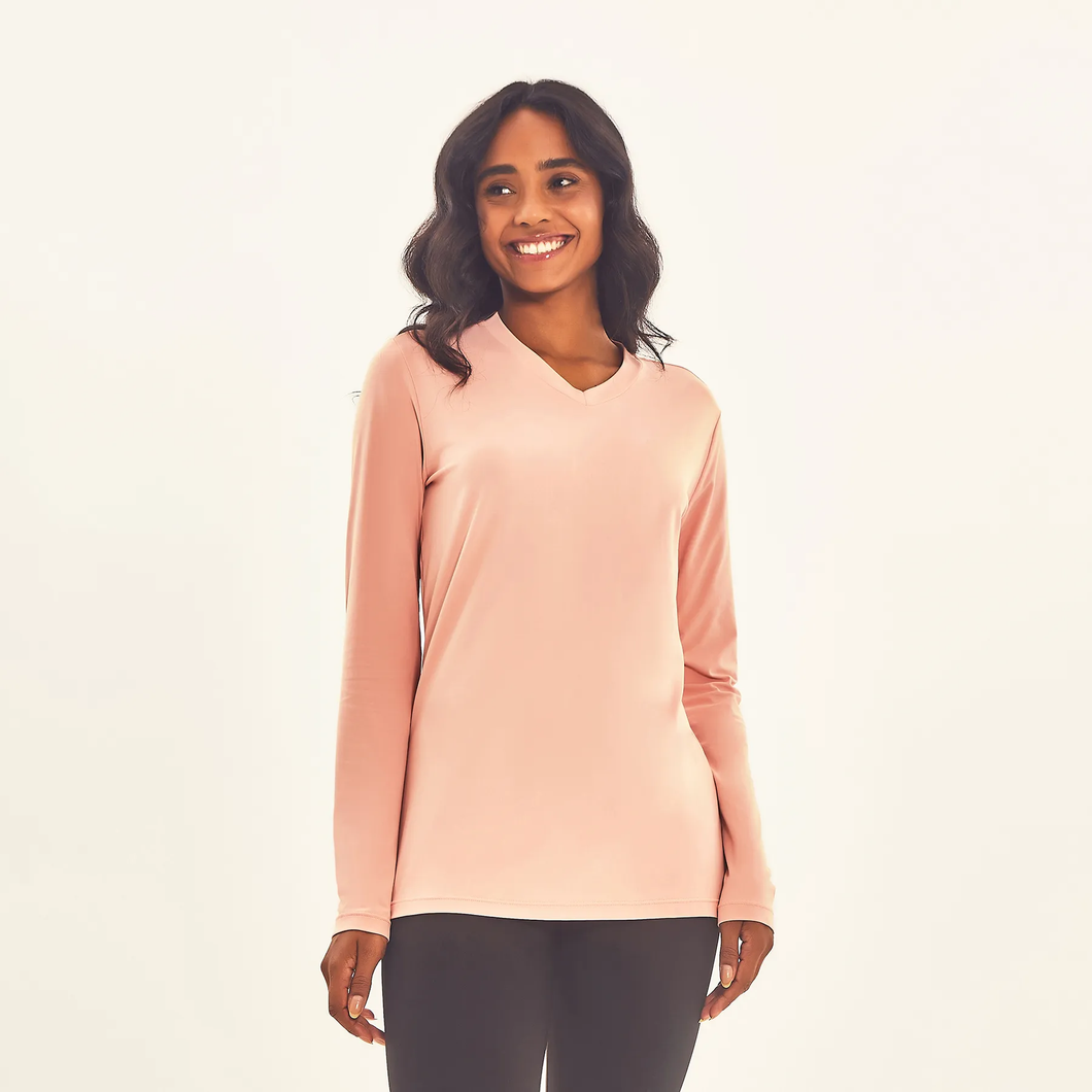 Model Front: Uv Line T-Shirt Longsleeve Sport Fit Solar Rose Upf50+