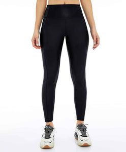 Legging Couro Com Recorte Rebatidos Preto