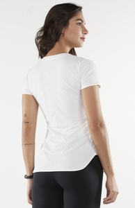 Alongada Gola V Branco Skin Fit T-Shirt
