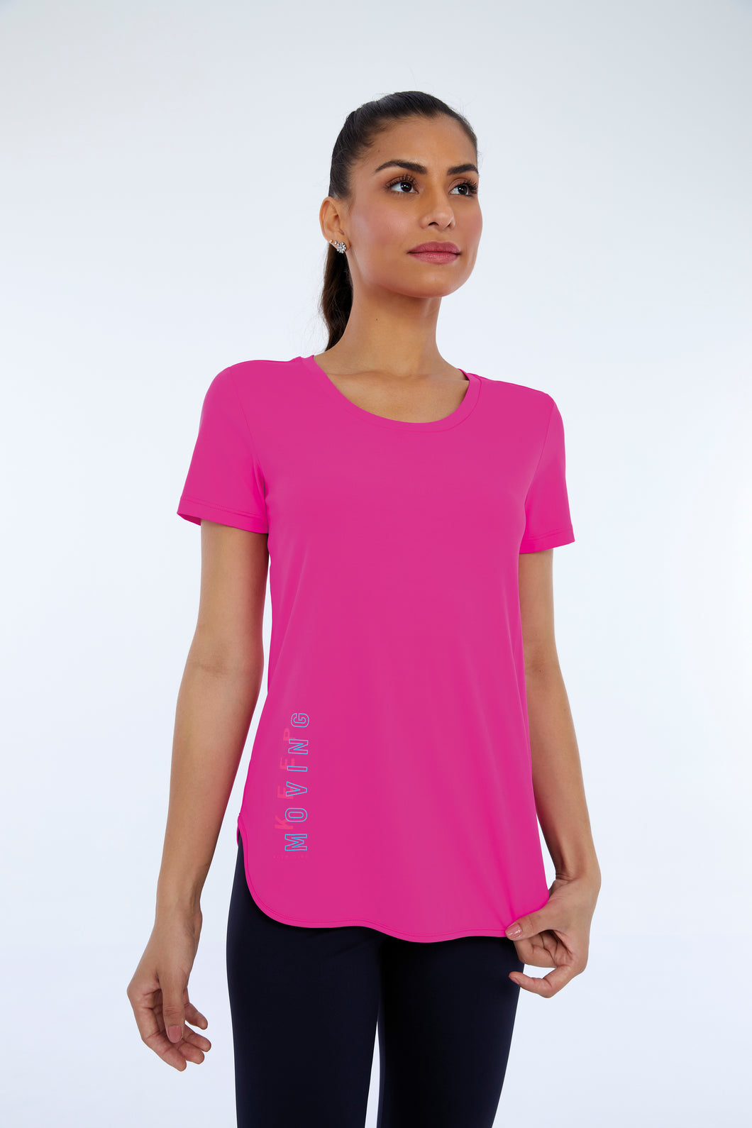 T-Shirt Skin Fit Inspiracionais Pink Choque