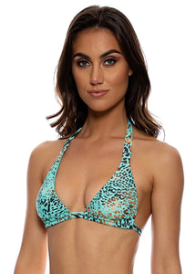 Top Full Ruched Animale Aqua