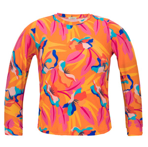 Top Orange-Bloom Rash-Guard